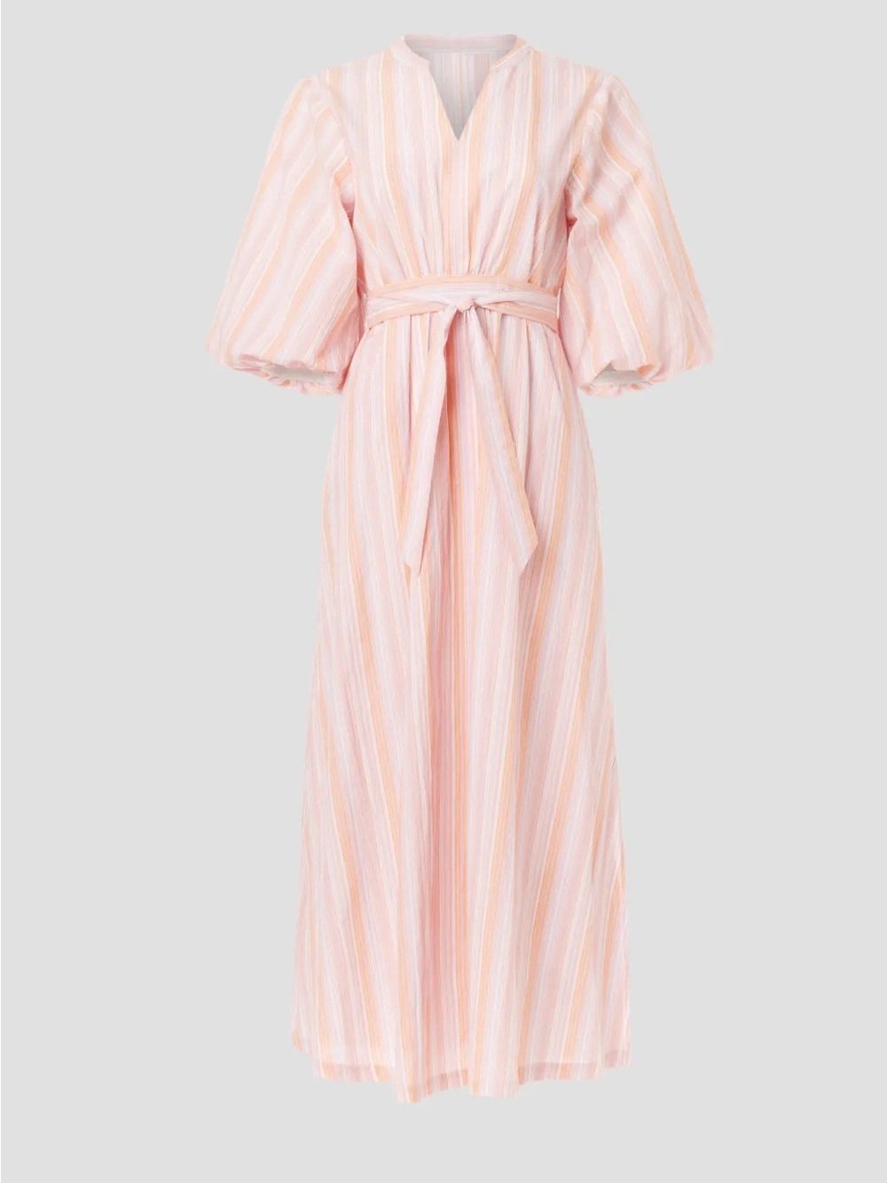 Women's Pink Striped Tie-Waist Maxi Dress